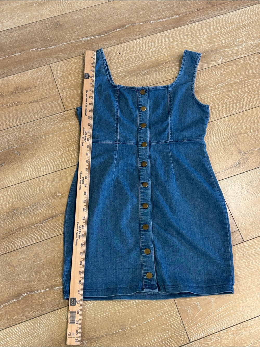 Blashe Denim Button Front Mini Dress XL Stretch Blue Jean Bodycon Sleeveless - Picture 6 of 8